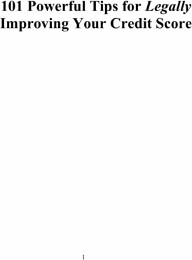 Product picture 101 Powerful Tips for Legally Improving Your Credit Score