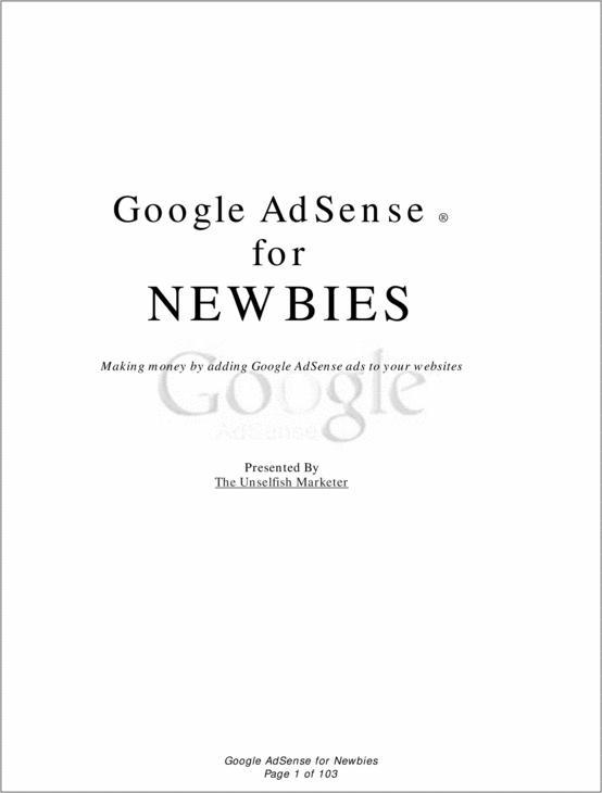 Product picture Google AdSense for NEWBIES